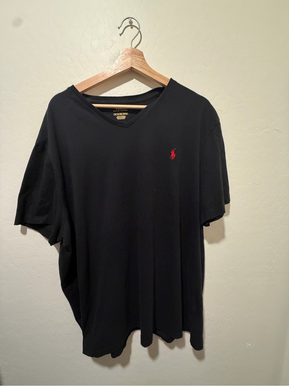 Polo by Ralph Lauren Black V-Neck Tee with Red Pony